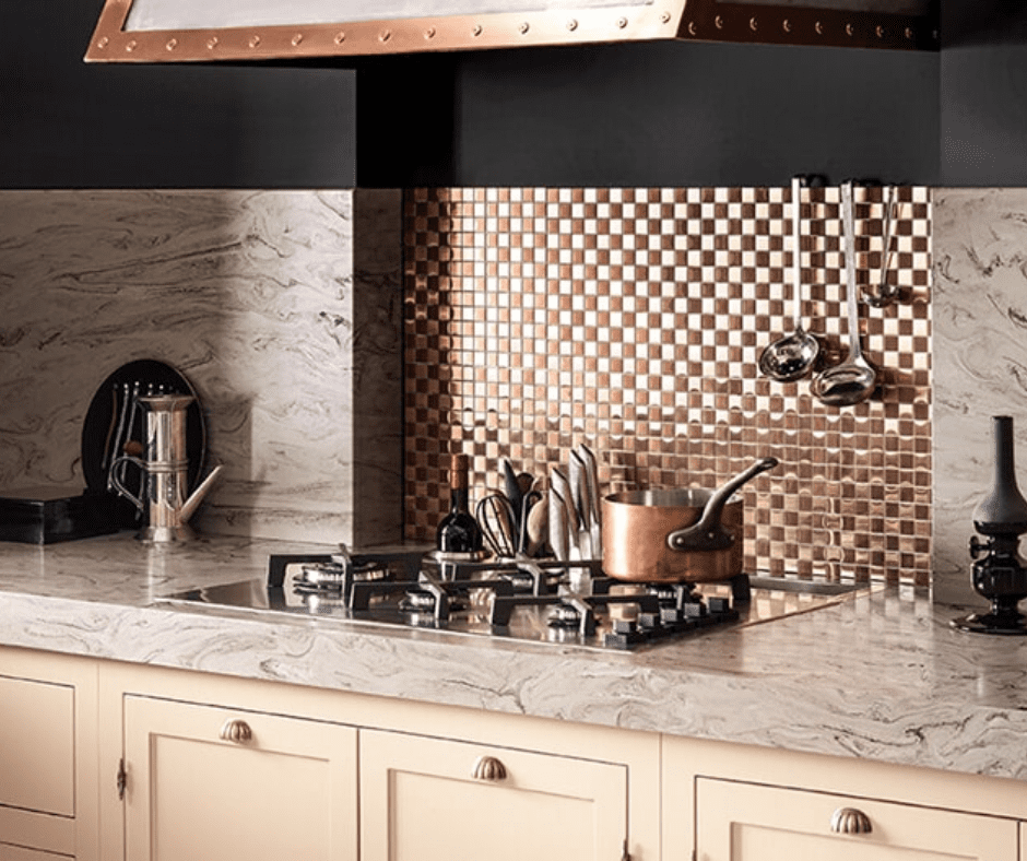 kitchen side view with Natural Quartzite