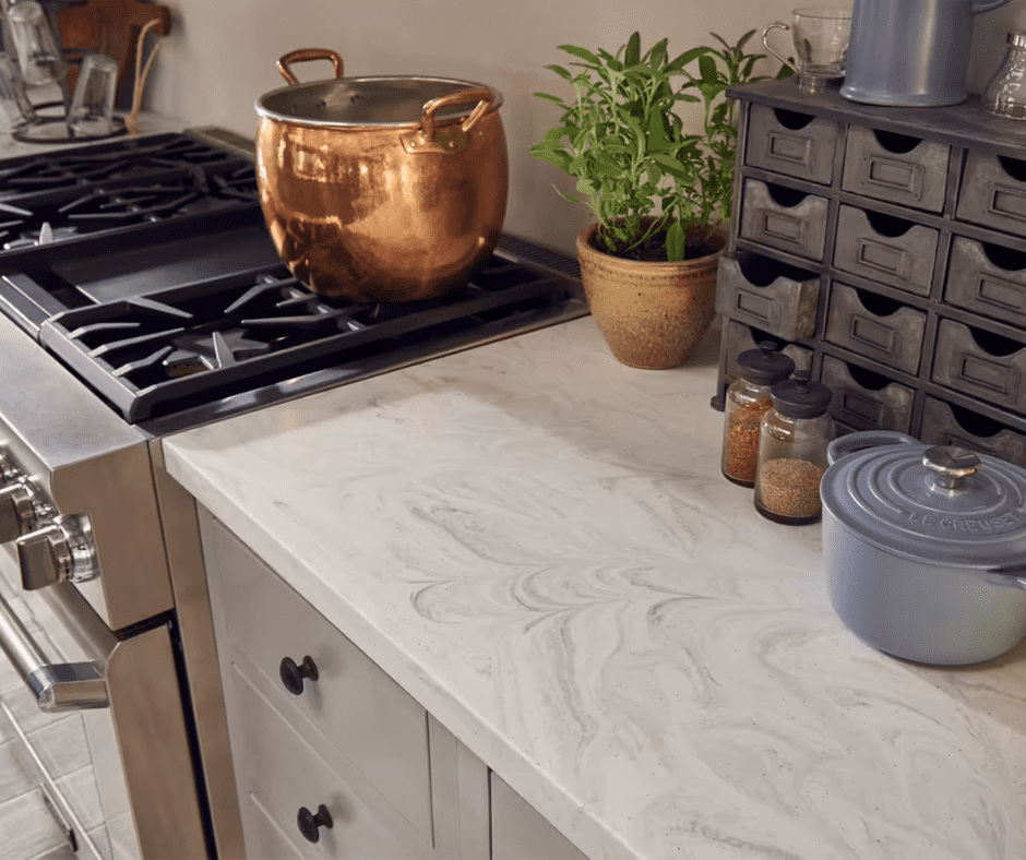 kitchen side view with Natural Quartzite