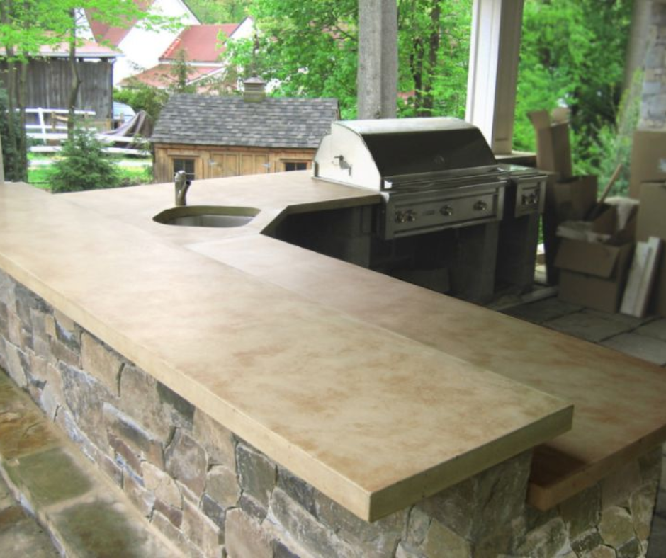 Limestone in outdoor kitchen