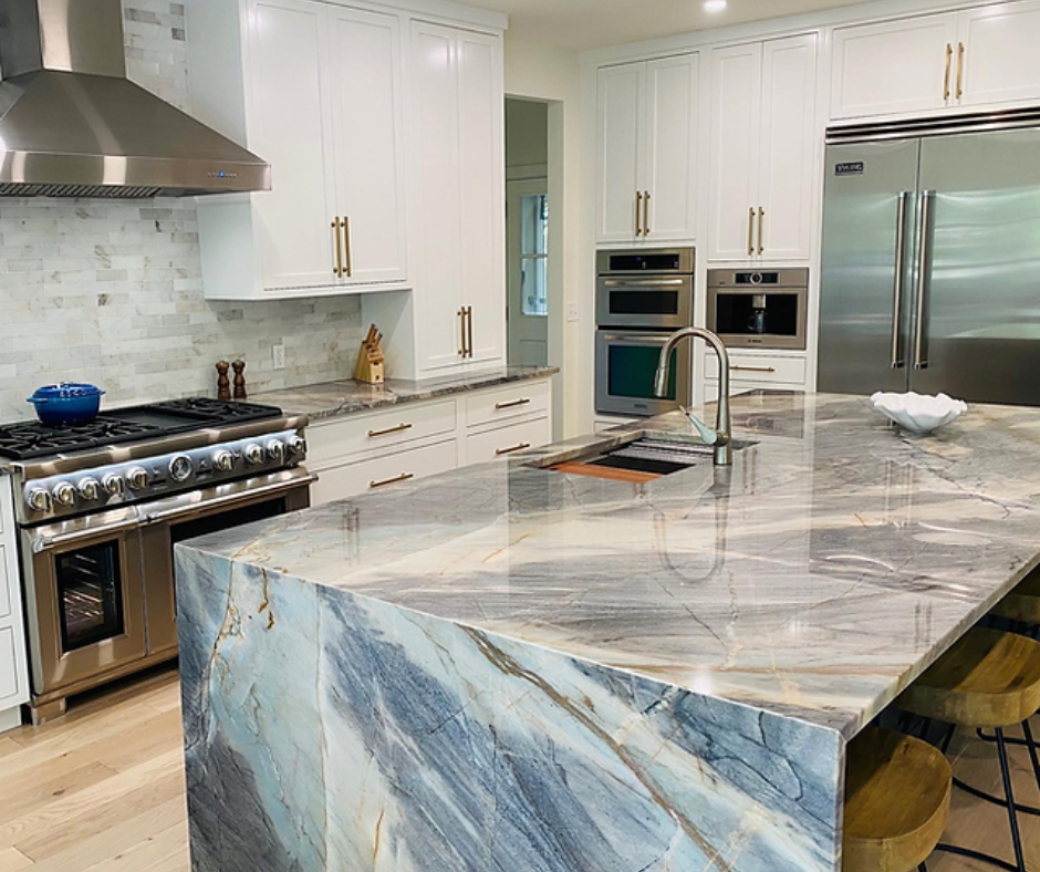 kitchen side view with Natural Quartzite